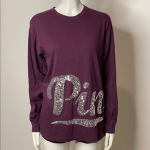 VICTORIA’S SECRET PINK Maroon Silver Sequin Top